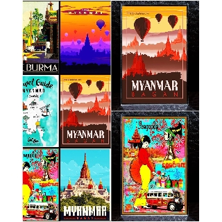 แม่เหล็กติดตู้เย็น พม่า ย่างกุ้ง อะครีลิค 2×3 นิ้ว ของฝาก ของที่ระลึก Souvenir Acrylic Fridge Magnet Myanmar 2x3"