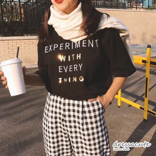 ปักเลื่อม งานสวย ใส่สบาย 🍓🍉 001 เสื้อยืดคอกลม EXPERIMENT เสื้อตัวยาว