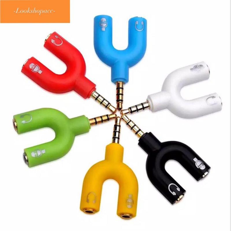 Audio Splitter U Shape Male to Dual Female Jack 3.5mm Smule Mic