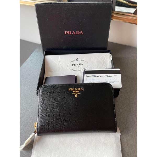 New Prada saffiiano metal 1m1157 wallet in nero