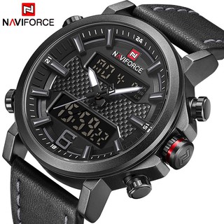 NAVIFORCE นาฬิกาข้อมือควอตซ์ อะนาล็อก LED สำหรับผู้ชาย