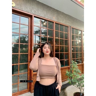 🔥Plussize🔥เสื้อคนอ้วน🔥คาดิแกน  อก free size  อก 36-58     สายเดี่ยว  M 36-46 L 44-56