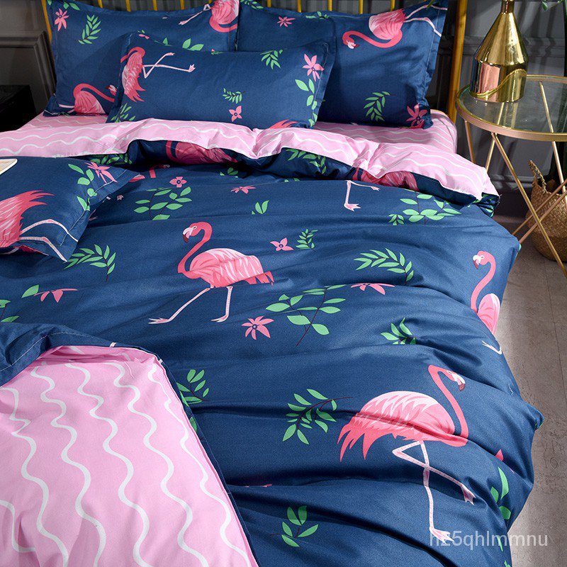 Flamingo 3/4in1 Fashion Bedding Set Bedsheet Pillowcase Blanket Quilt ...