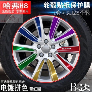 Haval H8 B สติกเกอร์ดุมล้อ การปรับเปลี่ยนล้อ ฟิล์มป้องกันรอยขีดข่วน ไฟฟ้า H8 แหวนเหล็ก สติ๊กเกอร์ตกแต่ง