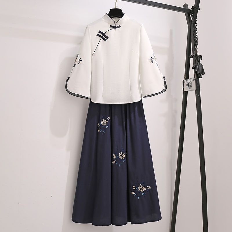 Hanfu หญิงสไตล์จีนฤดูร้อนผ้าฝ้าย Top ปรับปรุง Cheongsam ชาเสื้อผ้าเครื่องแต่งกายโบราณสไตล์รีพับลิกันนักเรียนหญิงทุกวันชุดจีน