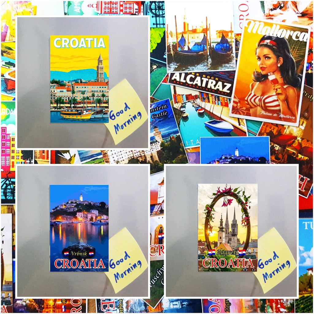 แม่เหล็กติดตู้เย็น โครเอเชีย ซาเกร็บ 2×3 นิ้ว Souvenir Fridge magnet Croatia Zagreb SET B 2x3"