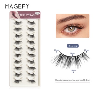 Magefy ขนตาปลอม หนา ธรรมชาติ แฮนด์เมด เรียวยาว เครื่องมือความงาม 10 คู่