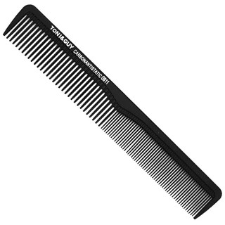 TONI&amp;GUY หวีรองตัดผม 2 ด้าน สำหรับช่างตัดผม รุ่น Carbon Antistatic Comb 0811 (VV12) เหมาะสำหรับช่างตัดผมมืออาชีพ - สีดำ