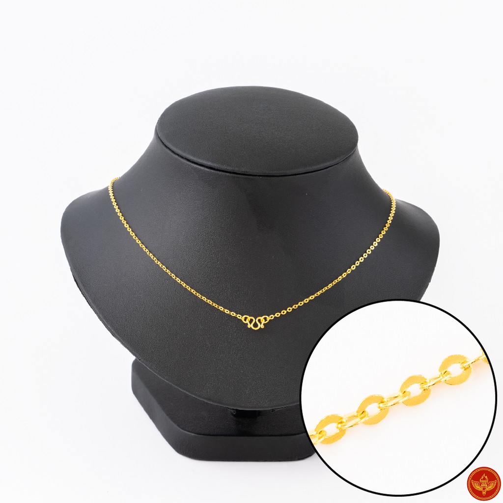 LSW สร้อยคอทองคำแท้ 1 สลึง (3.79 กรัม) ลายโซ่ทุบ NC-9