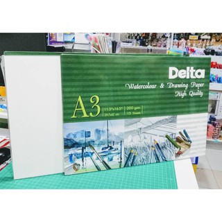 กระดาษวาดเขียนเดลต้า A3 100 ปอนด์ ชนิดหยาบ (15 แผ่น)