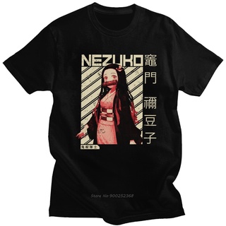 เสื้อยืดผ้าฝ้ายพิมพ์ลายขายดี เสื้อยืดแขนสั้น ผ้าฝ้าย พิมพ์ลายอนิเมะ Demon Slayer Nezuko Kimetsu No Yaiba สไตล์ฮาราจูกุ เ