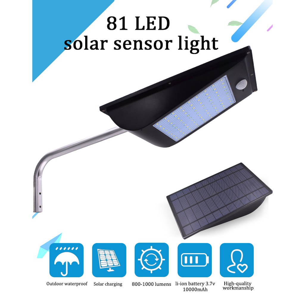 ▣1000Lumens Solar Light 81LED Wireless Solar Motion Sensor Lights Street Lighting Power Lamp Outdoor Lamps IP65 Waterpro
