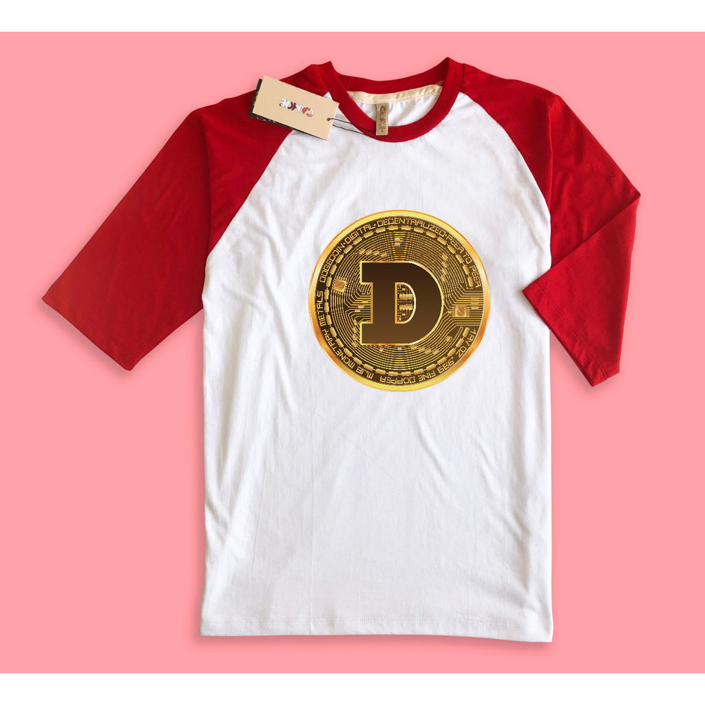 เสื้อยืด Dogecoin Cryptocurrency Raglan