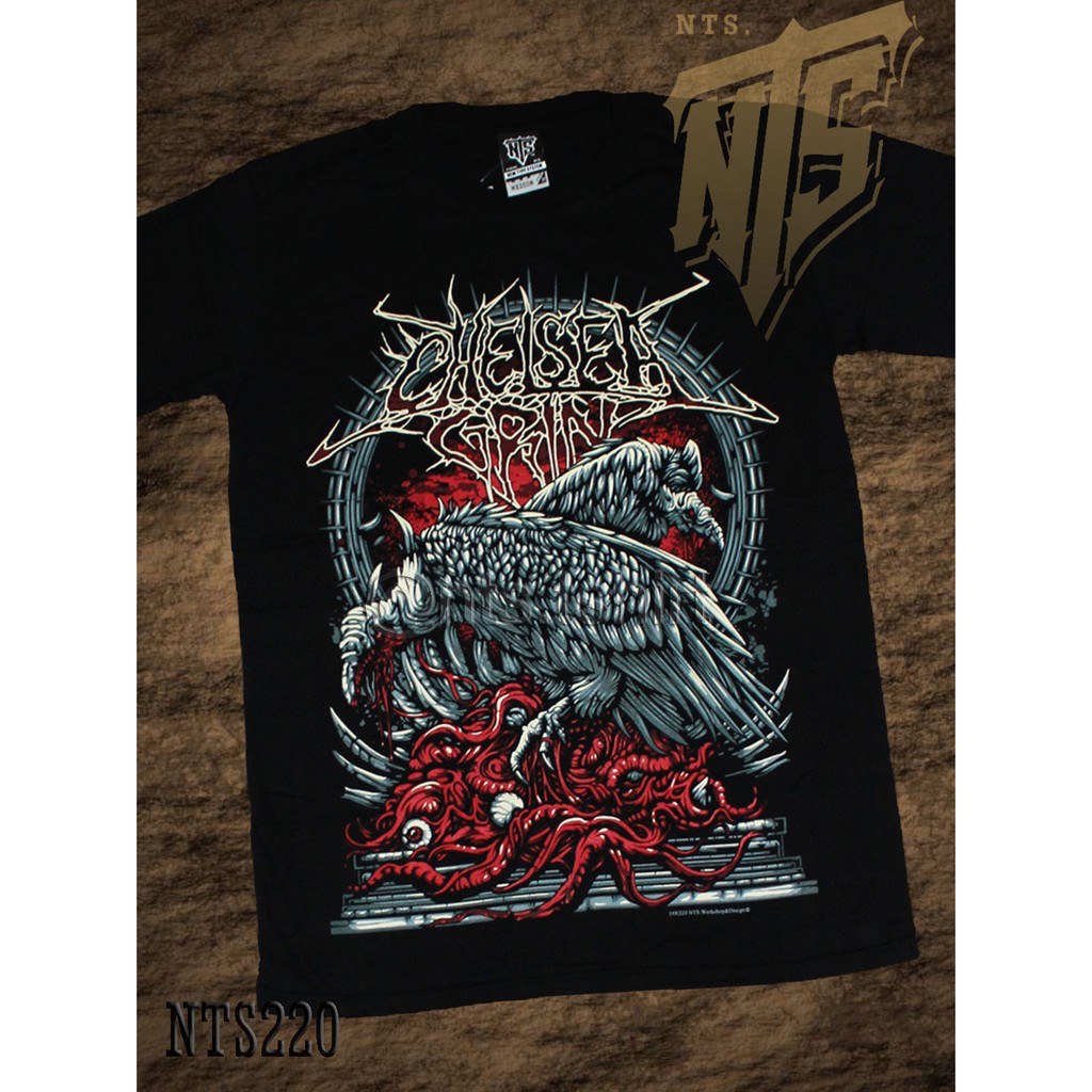 NTS 220 Chelsea Grin ROCK เสื้อยืด ลายวงดนตรี ซิลค์สกรีน ผ้าคอตตอนหนานุ่ม ไม่หดไม่ย้วย สีดำ S M L XL XXL