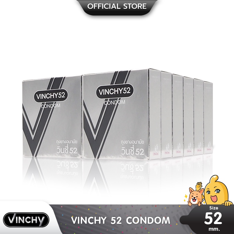 Vinchy 52 ถุงยางอนามัย ผิวเรียบ สวมใส่ง่าย กระชับเข้ารูป ขนาด 52 มม. บรรจุ 12 กล่อง (36 ชิ้น)