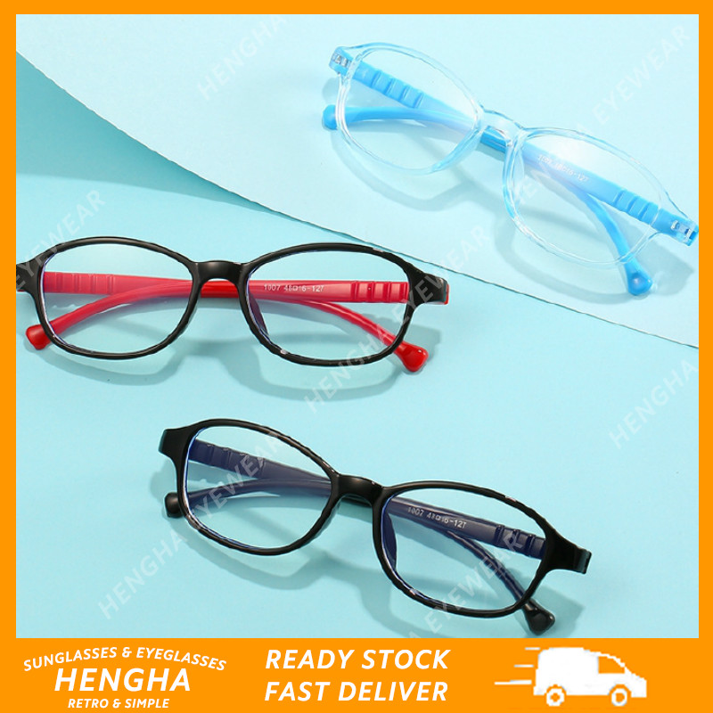 【HENGHA】COD แว่นตาป้องกันรังสีสำหรับเด็กแว่นตาคอมพิวเตอร์ที่มีความยืดหยุ่นพร้อมเลนส์แว่นตาป้องกันรังสีเปลี่ยนได้