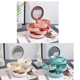 กล่องใส่เครื่องประดับ 4 ชั้น พร้อมกระจก (สีขาว,สีฟ้า,สีชมพู)
