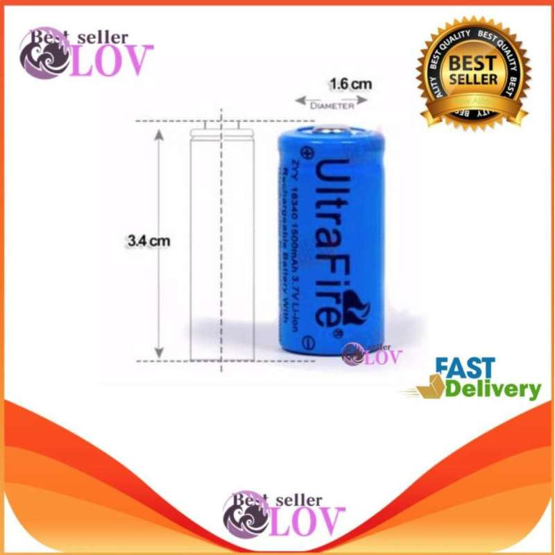 iremax 16340 / CR123A / LC16340 Lithium Battery 1200 mAH 3.7V Rechargeable Li-ion Battery-Blue 1 ก้อ