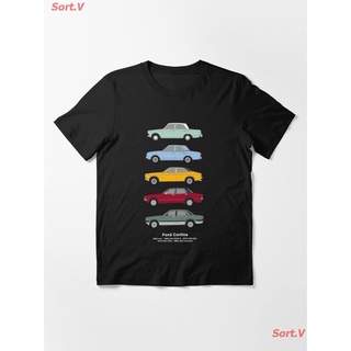 Sort.V CAR Ford Cortina Classic Car Collection Essential T-Shirt เสื้อยืดพิมพ์ลาย เสื้อยืดโลโก้รถ