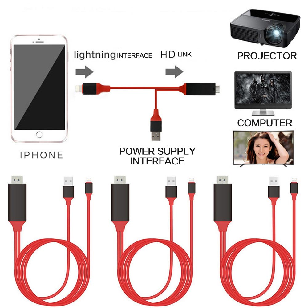 Casting Devices 129 บาท 1080Pสาย compatible3 In1 TVรุ่นสากลสายต่อมือถือเข้าทีวีPhone to TVแสดงภาพจากมือถือขึ้นหน้าจอทีวี  แท้ #C5 Mobile & Gadgets