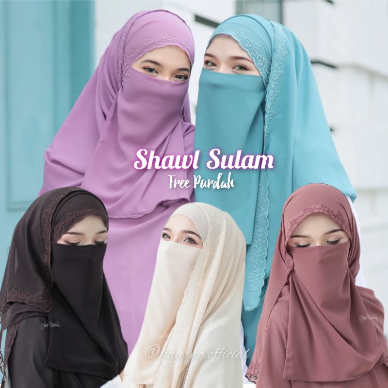 Bawal SULAM B60, SHAWL SULAM Free Purdah โดย Hijab Galeria, Bawal Cotton Voile Curve Tudung Nikah Putih, Bawal Plain