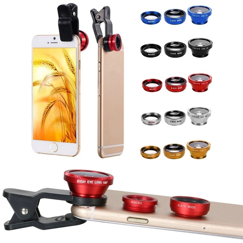 มืออาชีพเลนส์3IN1 Wide Angle Fish Lens Camera Kits Fisheye Lens Zoom