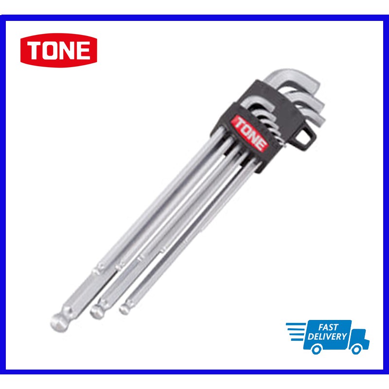 Tone  Hex Key Wrench L-Type  ประแจแอลหกเหลี่ยมหัวบอล  (คอสั้น) BL900S 9 ชิ้น (1.5,2,2.5,3,4,5,6,8,10