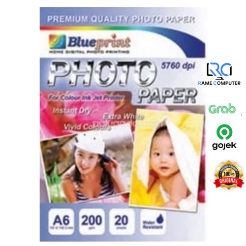 Blueprint Paper Photo A6 Glossy 200gsm / Small 4R Photo Paper Size