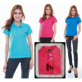 เสื้อโปโล ( Polo Shirt )แบรนด์ Geeko ตรากวาง สีพื้นหญิง สีโอรส(เข้ม) Gkc - 47W