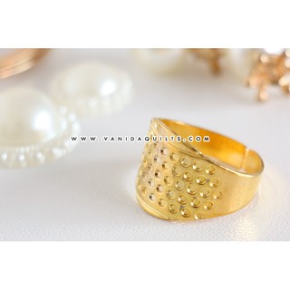 ปลอกนิ้ว ปลอกข้อนิ้ว สแตนเลส สำหรับดันเข็ม แบบปรับขนาดได้ สีทอง (รหัส xun0078)