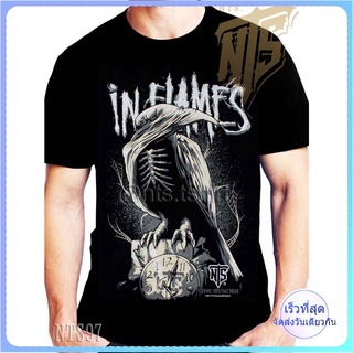 Inflames ROCK เสื้อยืด เสื้อวง เสื้อดำ สกรีนลายอย่างดี ผ้าหนานุ่ม ไม่หดไม่ย้วย  T SHIRT S M L XL XXL