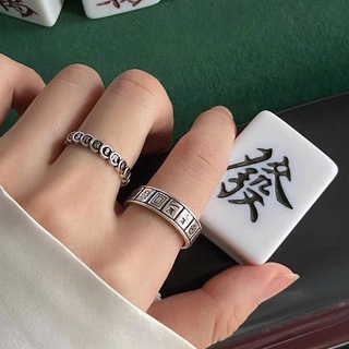 New Lucky Mahjong Ring Female Thirteen Unitary Retro Old Must Win Money Jewelry Male Fortune Money A Lot of Ring Male