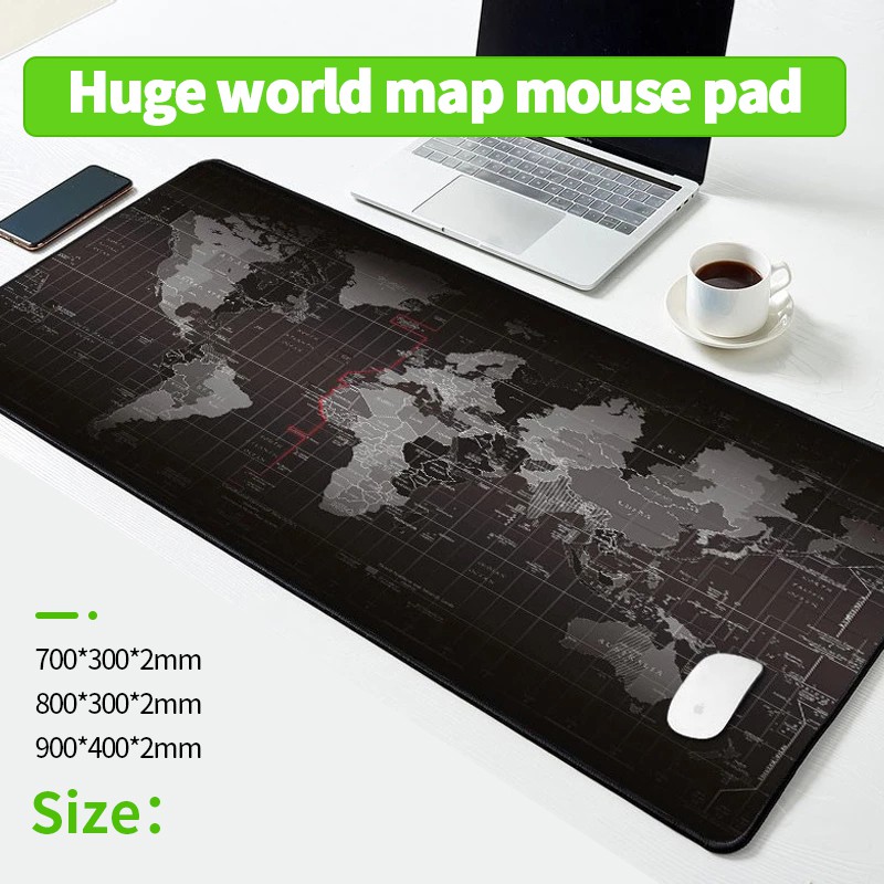 แผ่นรองเมาส์ลายแผนที่โลก Mouse Pad แผ่นรองเมาส์ กันลื่น รองได้ทั้งเมาส์และคีย์บอร์ด ขนาดใหญ่70 ซม/80 ซม/90 ซม