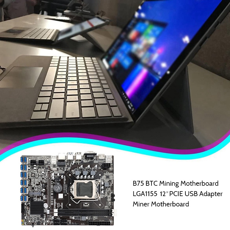 B75 ETH โมโตการ์ดขุดเหมือง 12 PCIE เป็น USB3.0G1620 CPU และแผ่นความร้อน ...