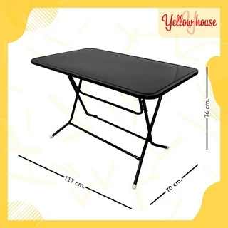 YellowHouse โต๊ะพับ หน้าเหล็ก ขาเหล็กกลมไขว้ พับเก็บได้ ขนาด 4ฟุต