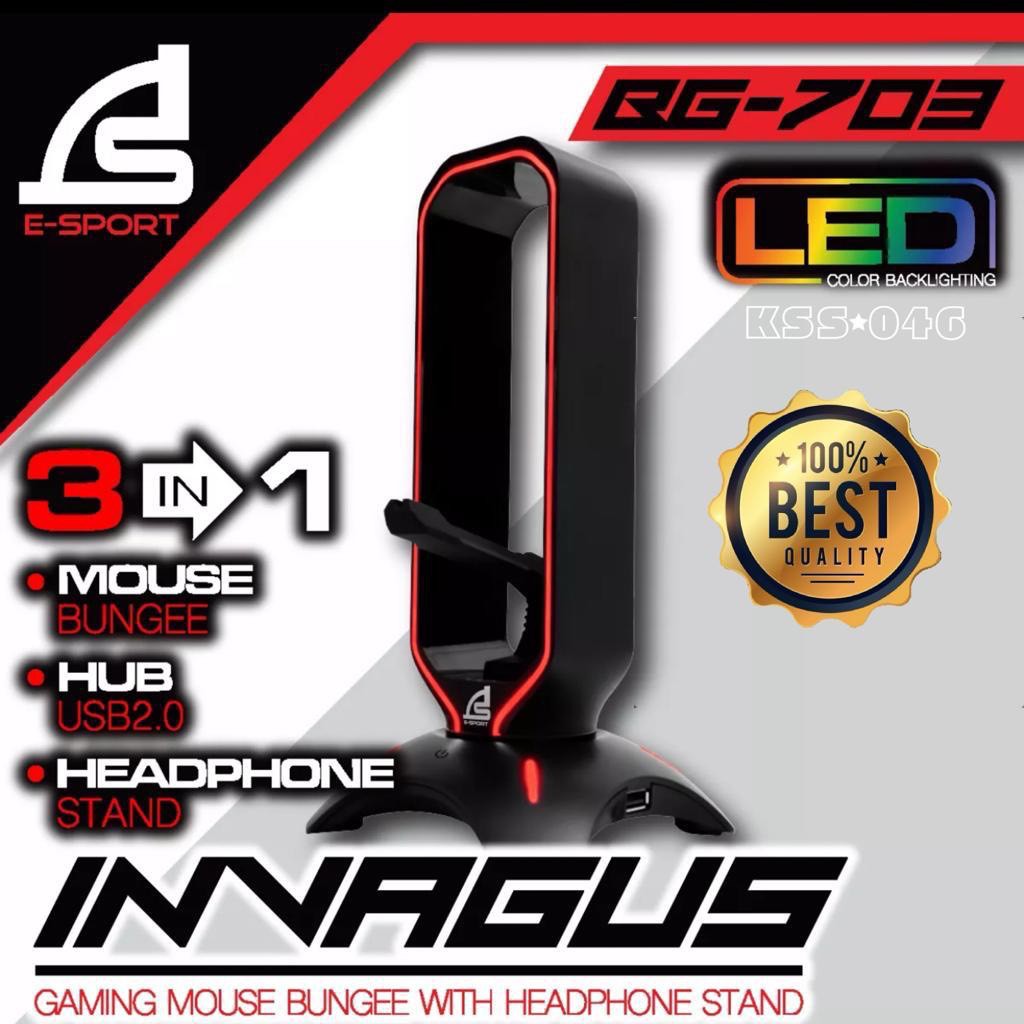 MOUSE BUNGEE (ที่แขวนหูฟัง) Signo BG-703 INVAGUS LED Light Gaming Mouse Bungee With Headphone Stand ประกัน 2 ปีเต็ม
