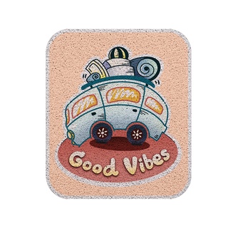 [MT06-00000015] พรมเช็ดเท้า พรมดักฝุ่น ลาย Good Vibes ขนาด 70x80 ซม (Camping Collection)