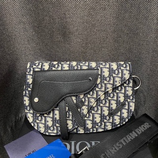 CHRISTIAN DIOR SADDLE POUCH BEIGE AND BLACK DIOR OBLIQUE JACQUARD CROSSBODY BAG กระเป๋าสะพายข้างครอสบอดี้ ดิออร์