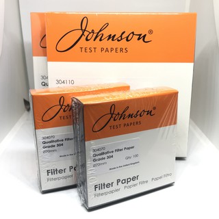 กระดาษกรองสาร Filter Paper เบอร์ 1, Johnson (grade304), บรรจุ 100 แผ่น/กล่อง