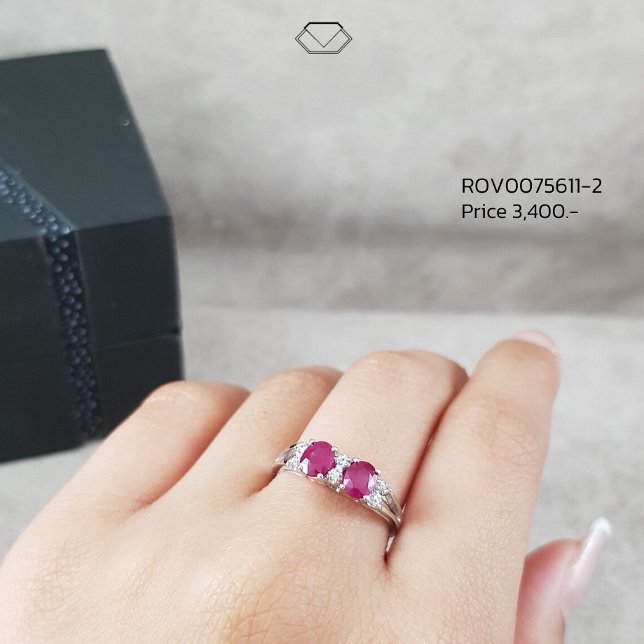 (Ruby) แหวนทับทิม ดีไซน์โบว์สีชมพู น่ารักหวานๆแหวนทับทิมแท้ แหวนเงินแท้925 แหวนผู้หญิง แหวนทับทิมผู้หญิง ROV0075611-2
