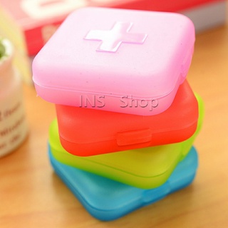 กล่องยา มินิ กล่องสีสันลูกกวาด หลายช่อง กล่องยาแบบพกพา Cross-packing pill box