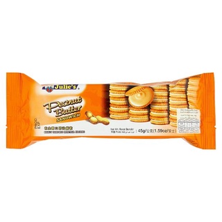 ราคาพิเศษ!! จูลีส์ ขนมปังสอดไส้ครีมเนยถั่ว 45กรัม Julies Peanut Butter Sandwich Biscuits 45g