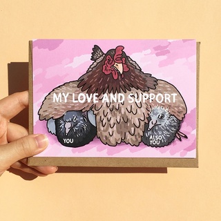 การ์ดอวยพร น่ารัก พร้อมซอง ให้กำลังใจ ลายแม่ไก่ รุ่น My love and support Funny Love Friendship Encouragement Card