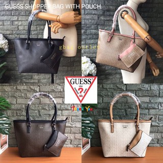 *ส่งฟรี ems. ของแท้ พร้อมส่งค่ะ* GUESS SHOPPER BAG WITH POUCH