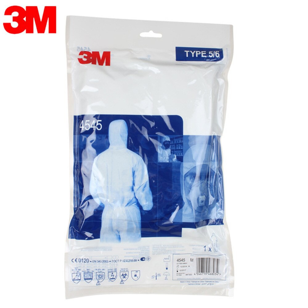 3M4545 PPE ชุดป้องกันฝุ่น เชื้อโรคและสารเคมี EN 14126 Protective Coverall