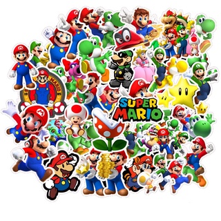 50PCS Cartoon Character Super Mario Stickers Diy Decoration For Laptop Luggage Helmet Water Cup Refrigerator Guitar Skateboard