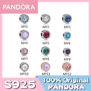 Pandora จี้ลูกปัดคริสตัล เงิน S925 รูปดอกลาเวนเดอร์ สีม่วง สีแดง สีฟ้า ของขวัญวันเกิด สําหรับสุภาพสตรี p825