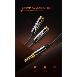 UGREEN สายหูฟัง AUX 3.5mm M to 2 F Audio Splitter Connector (ABS ) รุ่น 20816 สีดำ, รุ่น 10739 สีขาว