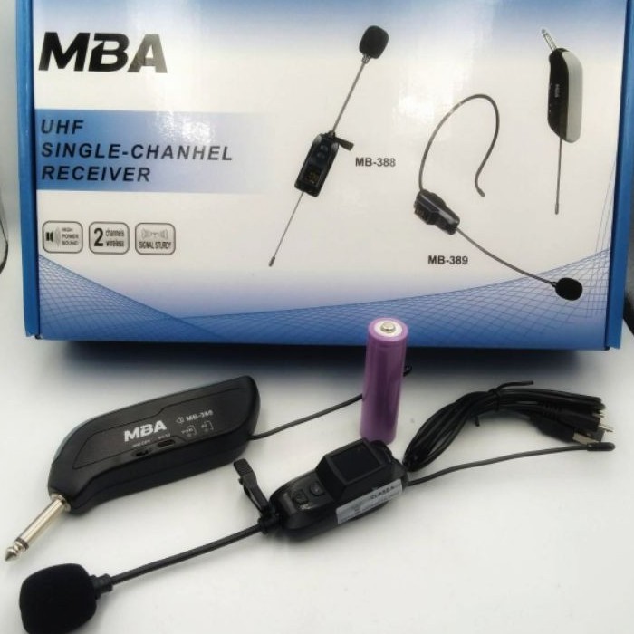 MBA ไมค์หนีบเสื้อ รุ่น MB-388 UHF WIRELESS Microphone U แท้ ไมค์โครโฟน ไมค์ไร้สาย ปรับความถี่ได้(สาม