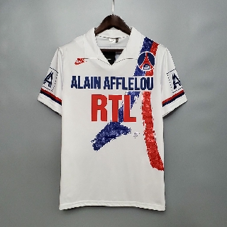 เสื้อกีฬาแขนสั้น ลายทีมชาติฟุตบอล PSG Paris Away 90-91 ชุดเยือน สไตล์เรโทร